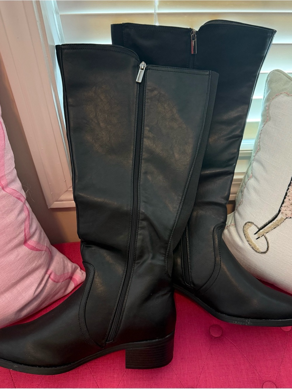 Lane Bryant Black Knee-High Zip Heeled Boots